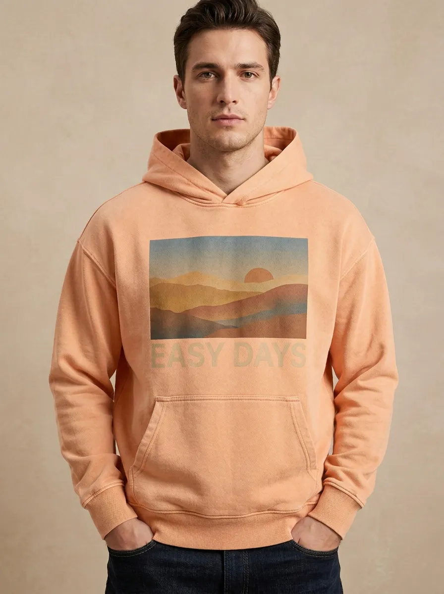Men's  Sunset Mountain Landscape Print Hoodie