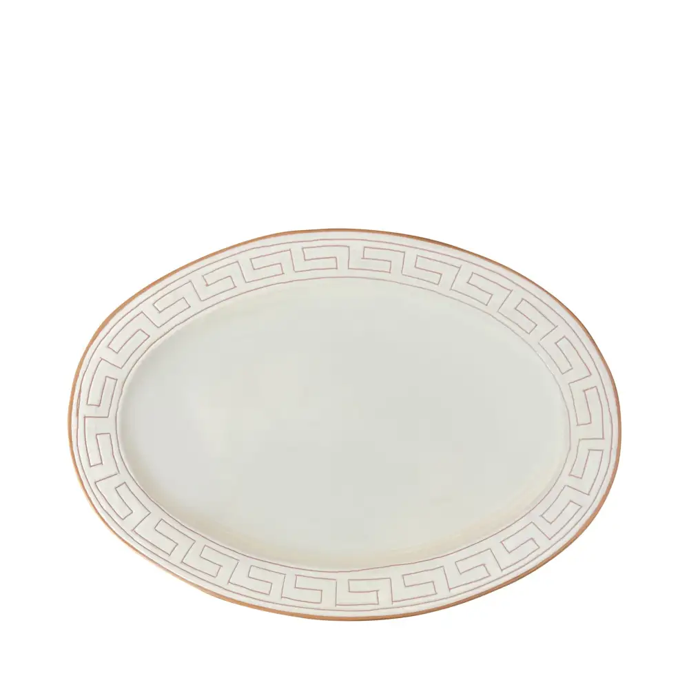Oval Meander-Motif Ceramic Serving Platter