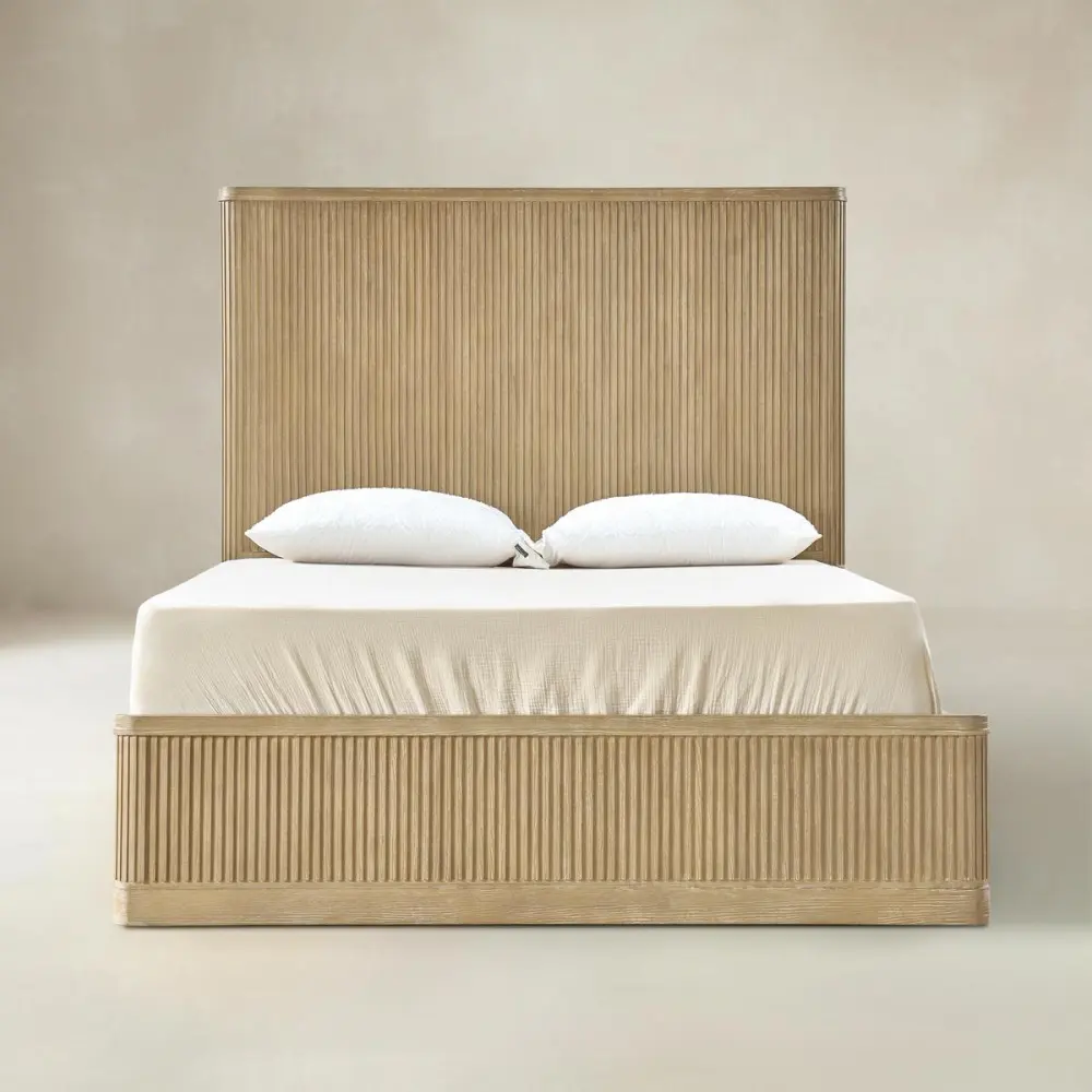Fluted Textured Wood Bed