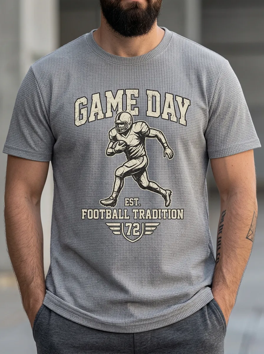 Men's American Football Game Day Vintage 72 Printed T-shirt