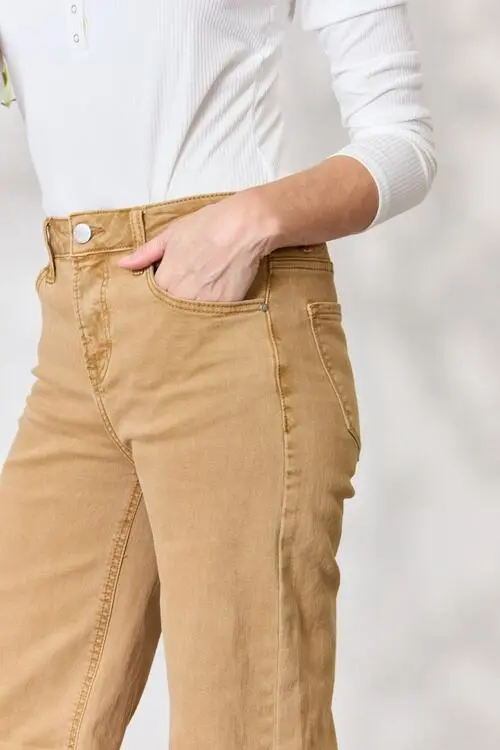 Fringe Hem Wide Leg Denim Jeans