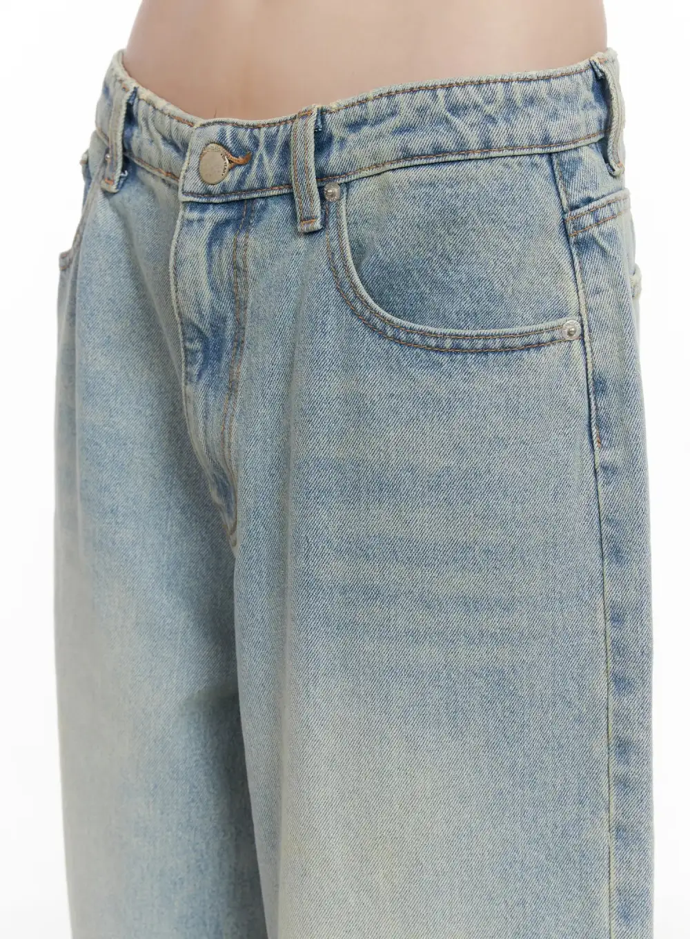 Pocketed Wash Baggy Jeans