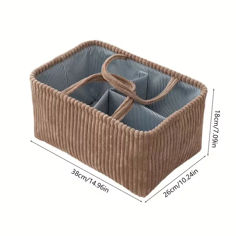 Corduroy Multi-Compartment Storage Basket