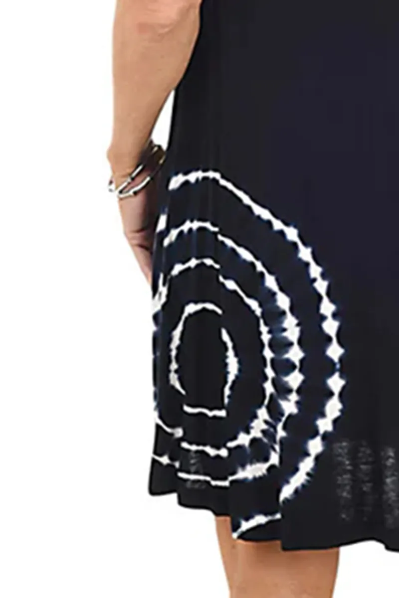 Black Tie-Dye Sleeveless Dress