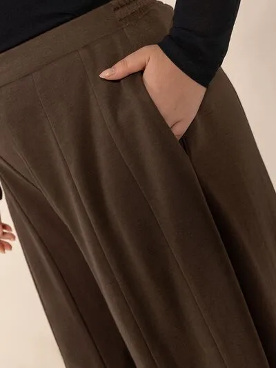 Plus Size Wide Leg Pants With Pocket