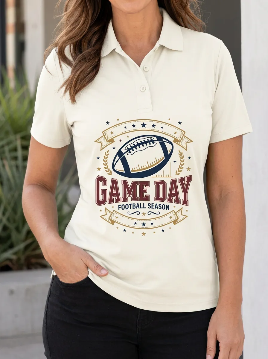 Heritage Football Lover Game Day Graphic Polo Shirt
