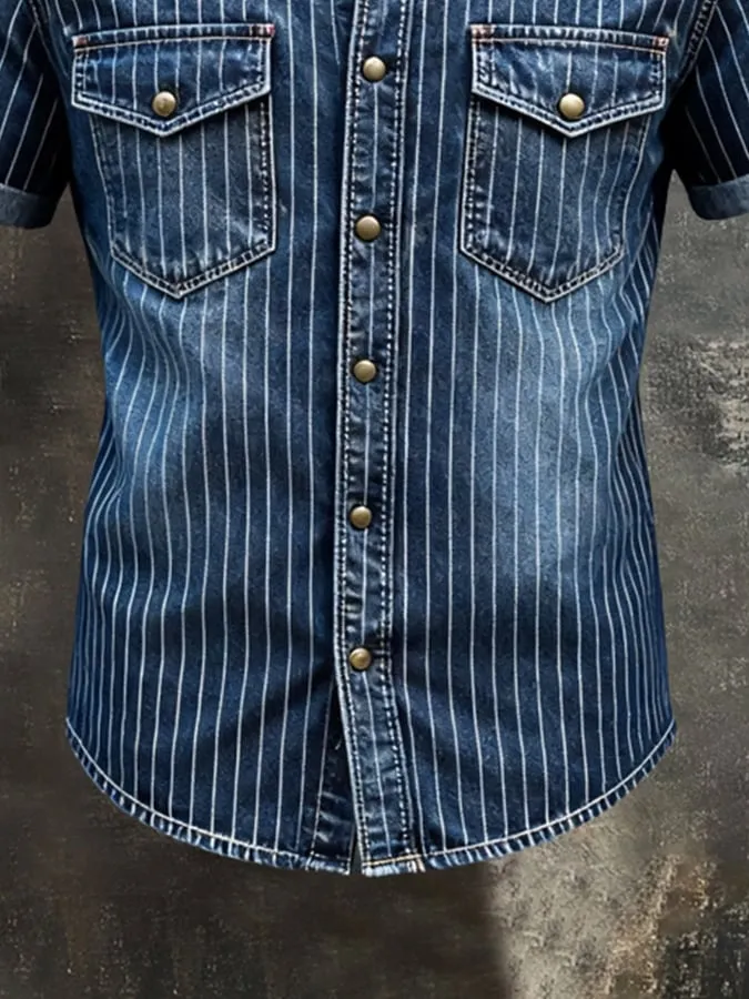 Men's Retro Pocket Short-Sleeve Shirt