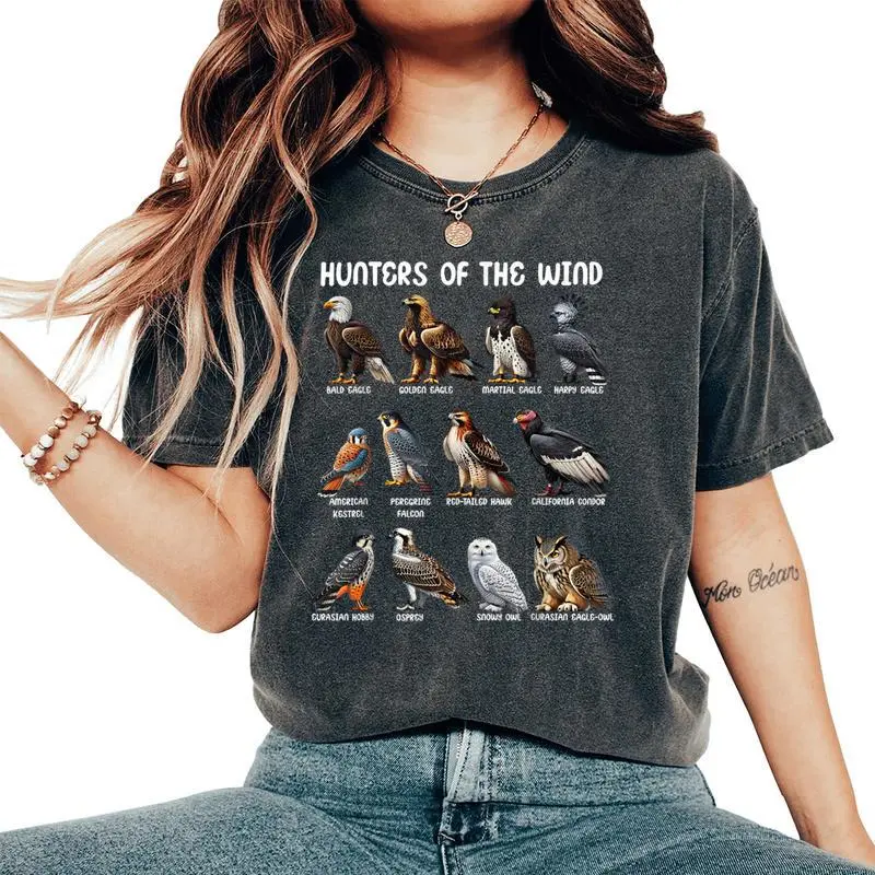 Hunters Of The Wind Birds Of Prey Falcon Owl Birding Raptors Women's Oversized Comfort T-Shirt