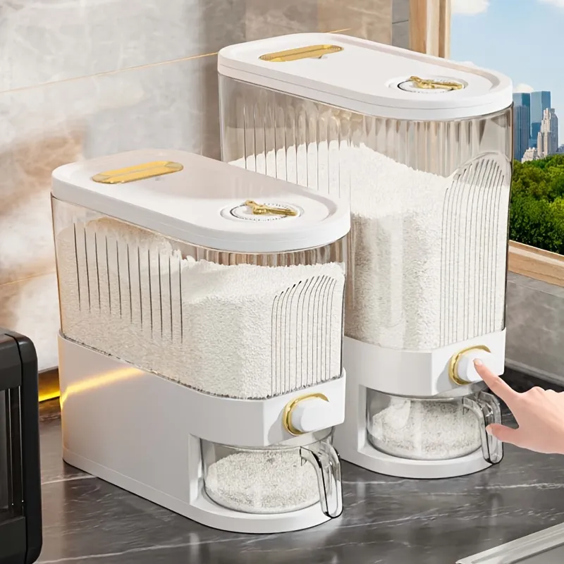 Automatic Rice Dispenser with Measuring Function, Kitchen Tool for Rice Storage and Dispensing