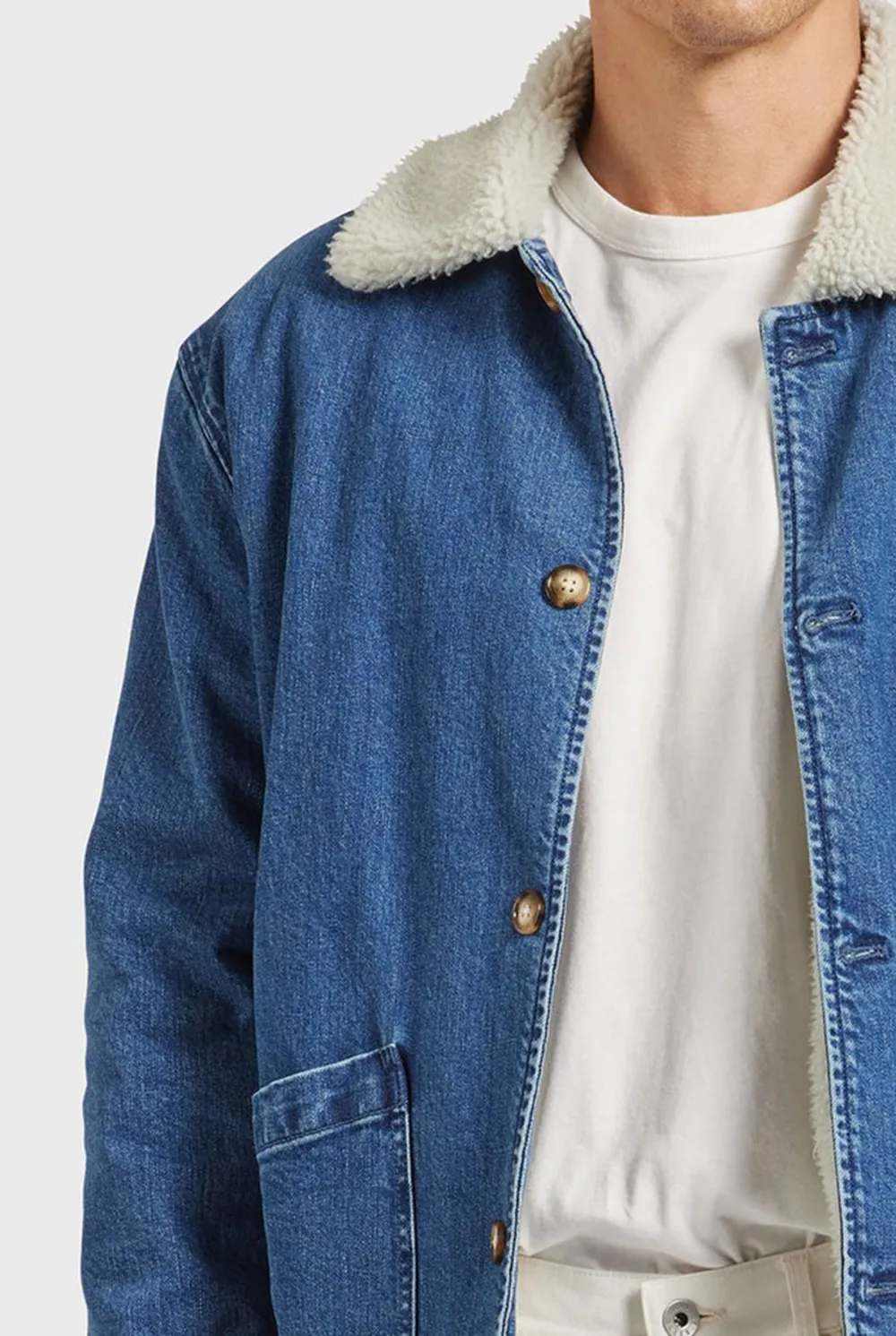 Fleece Lined Denim Button Front Jacket