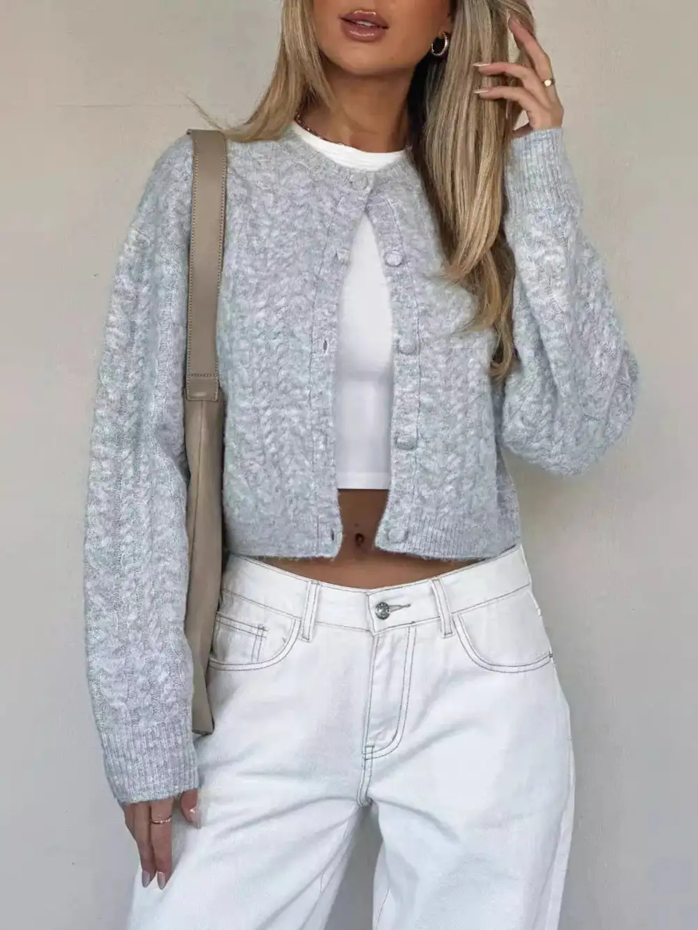 Button Up Cable Knit Cardigan