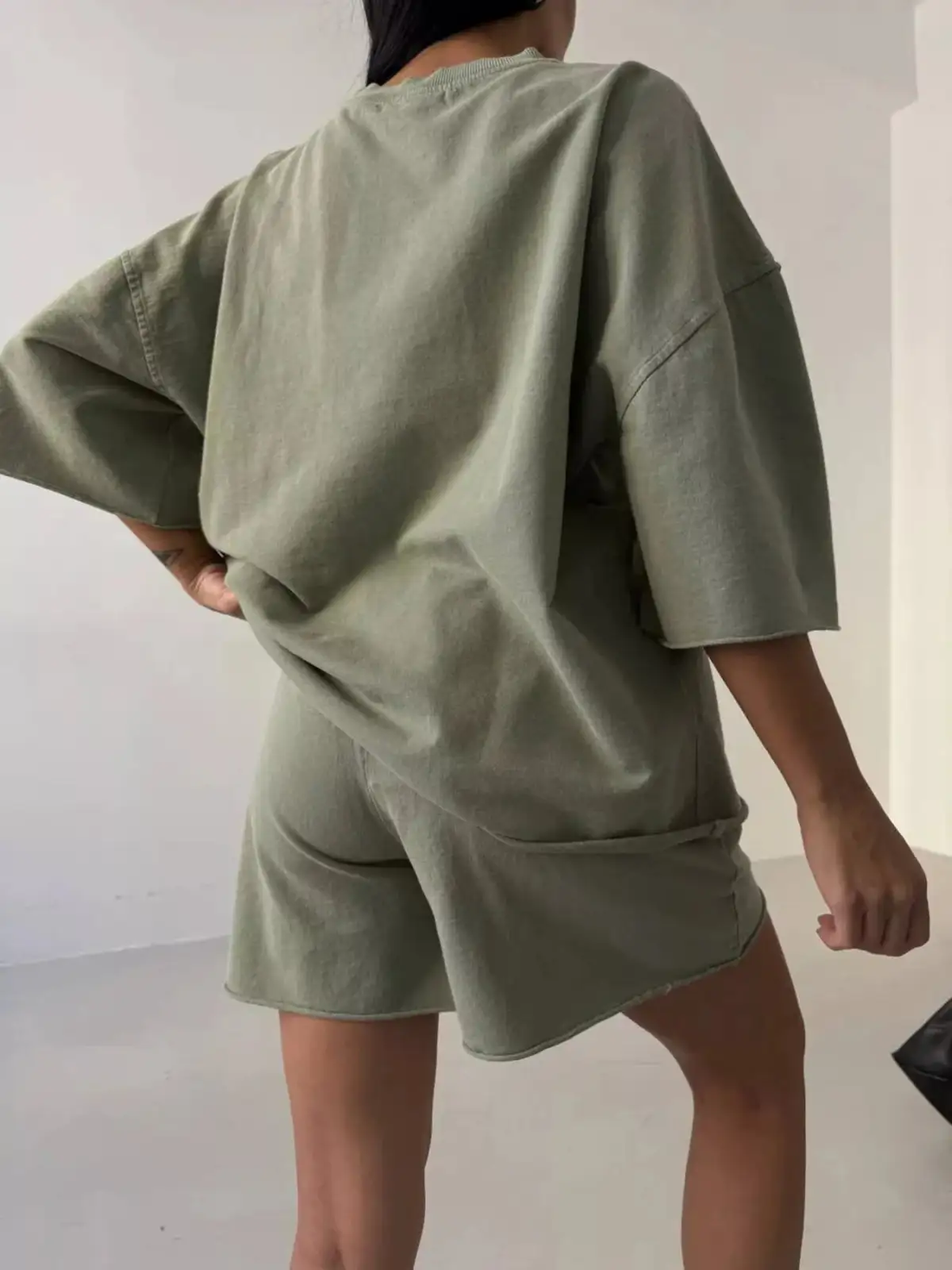 Relaxed Refined Drawstring Tee and Shorts Matching Set