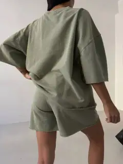 Relaxed Refined Drawstring Tee and Shorts Matching Set