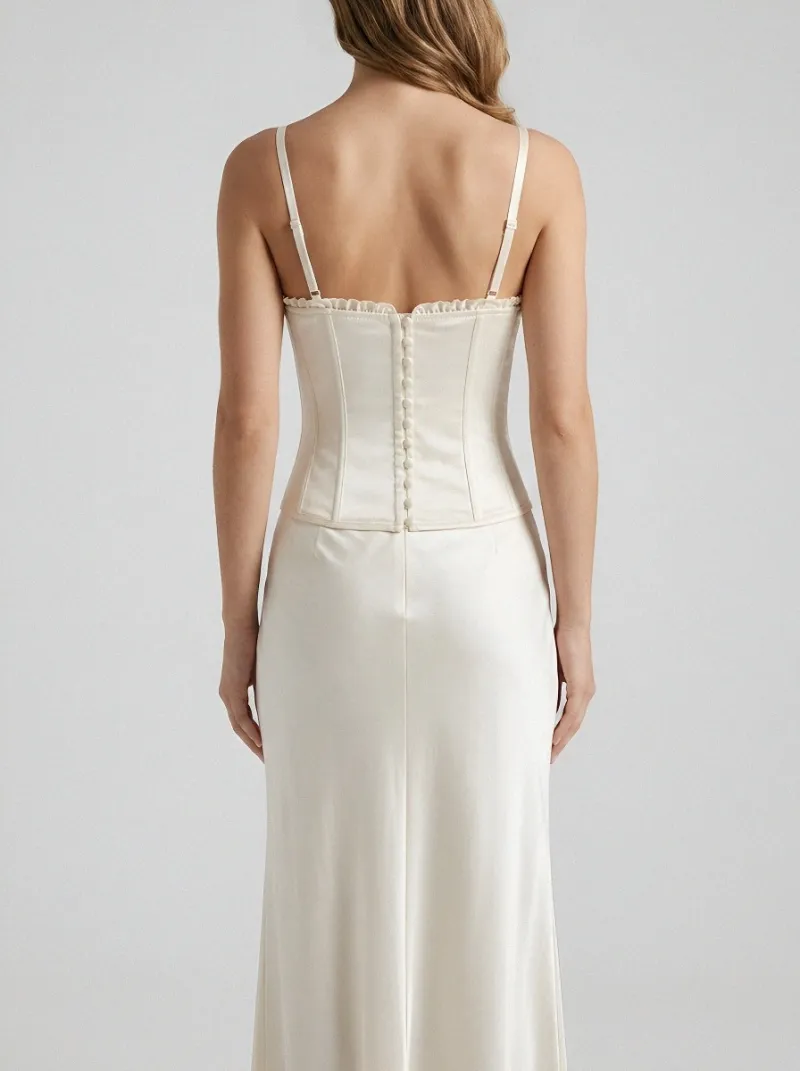 Button-Front Vintage-Inspired Women's Corset Top