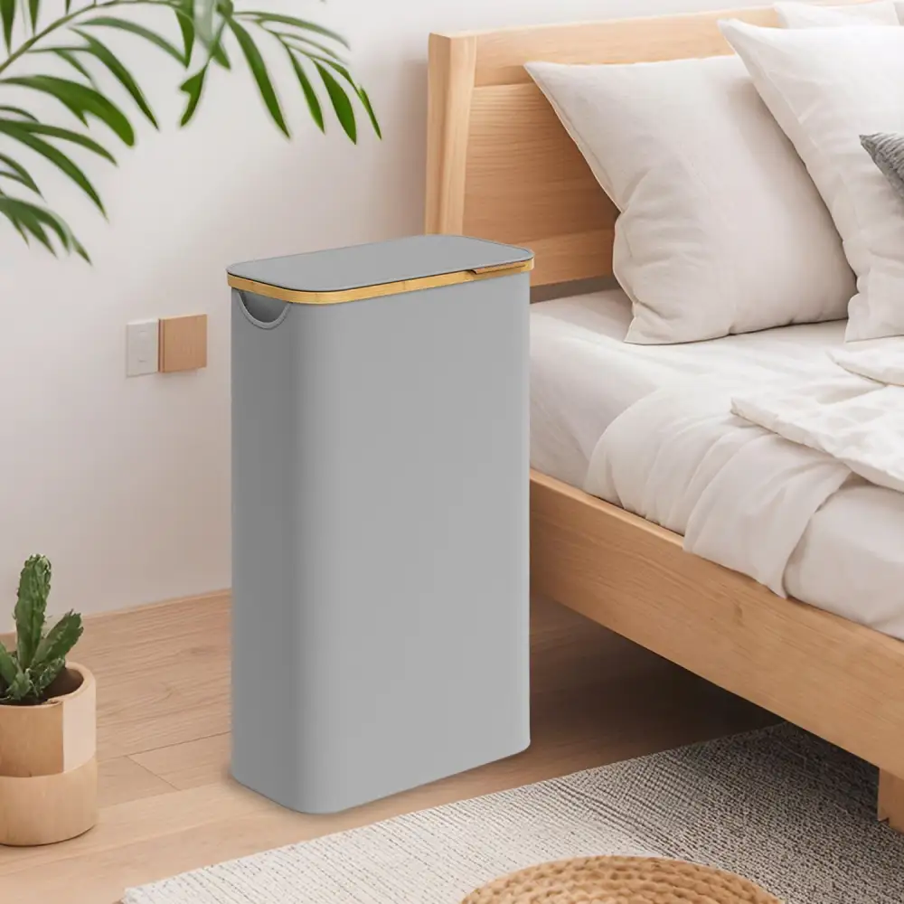 Everyday Lidded Slim Profile Space Saving Laundry Storage Hamper