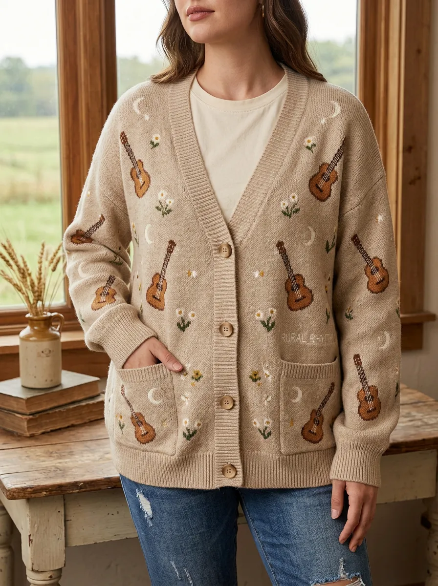 Guitar Moon Country Music Cardigan
