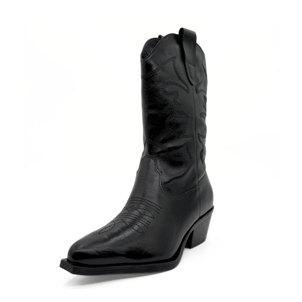 Leather Cowboy Ankle Boots