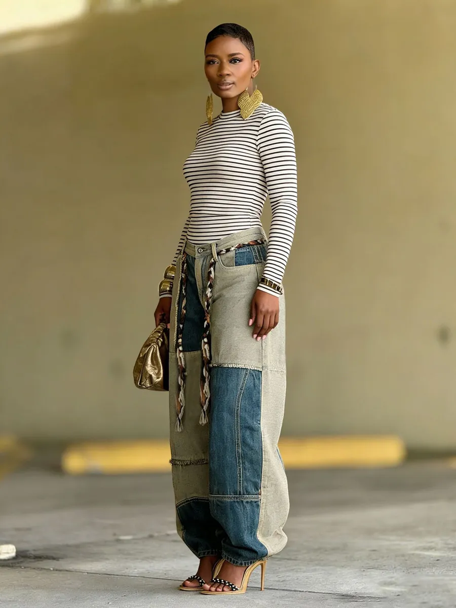 Cassidy Two-Tone Patchwork Jeans