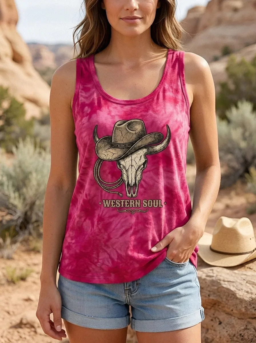 Western Soul Cow Tank Top Casual