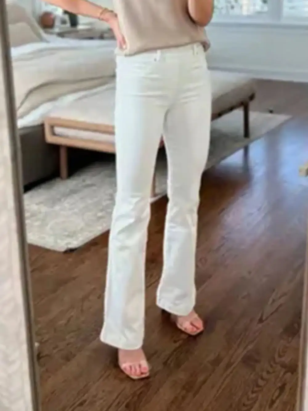 Structured High Waist Flare Leg Denim Jeans