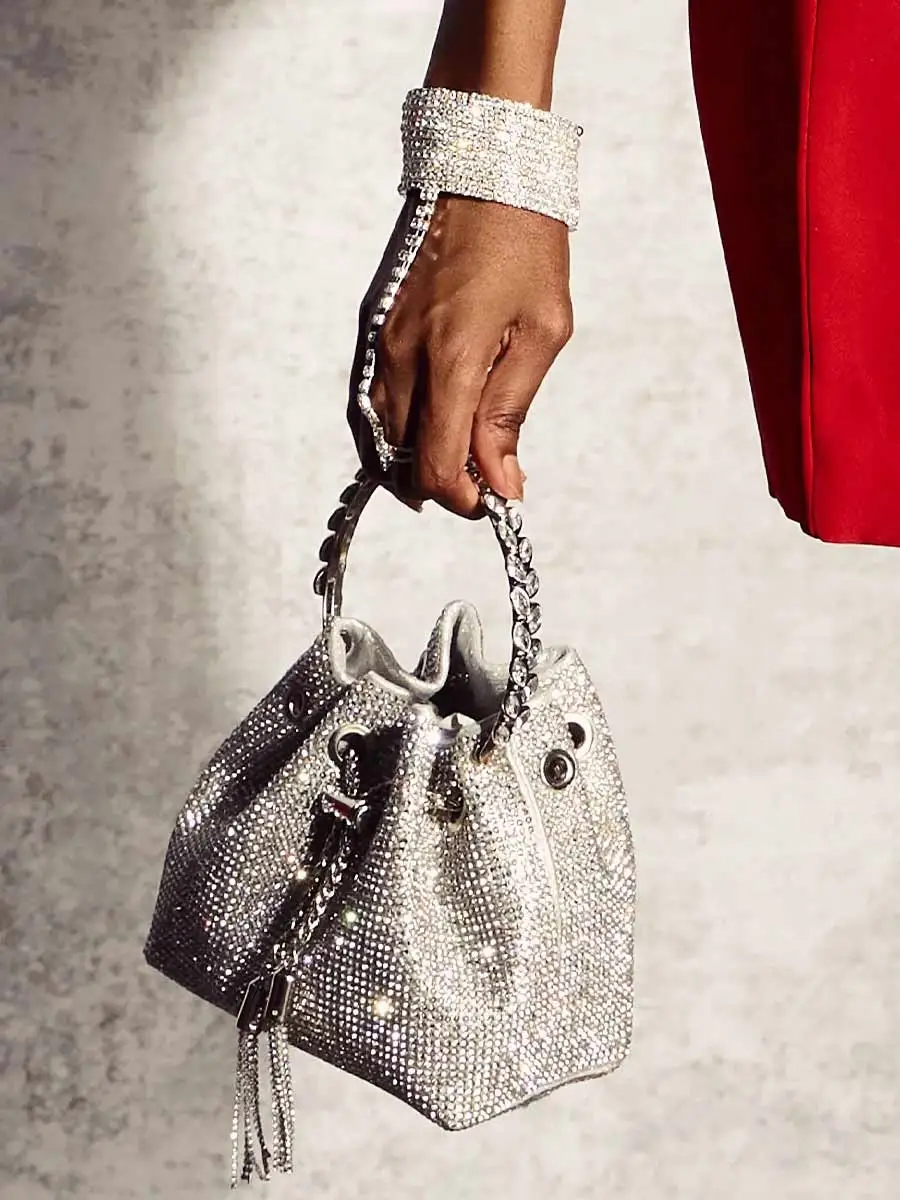 Greta Crystal Embellished Bucket Bag