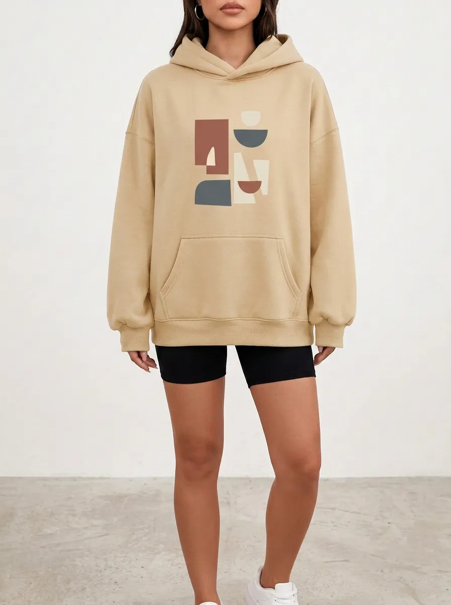 Textured Abstract Geometric Hoodie