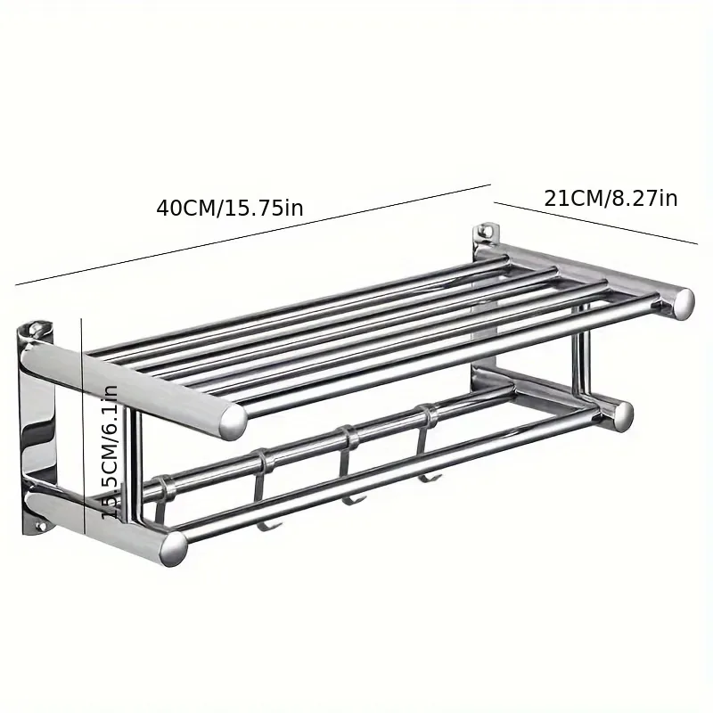 Wall-Mounted Towel Rack with Shelf