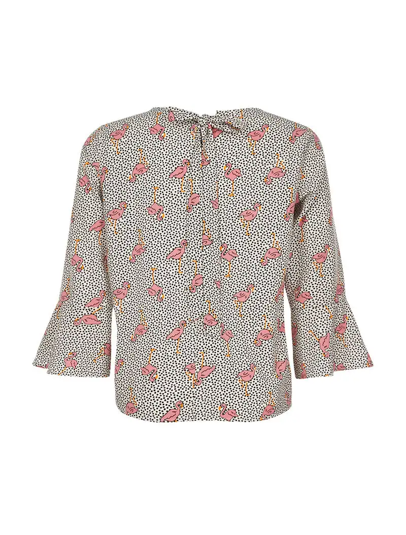 Three Quarter Sleeve Polka Dot Casual Shirt