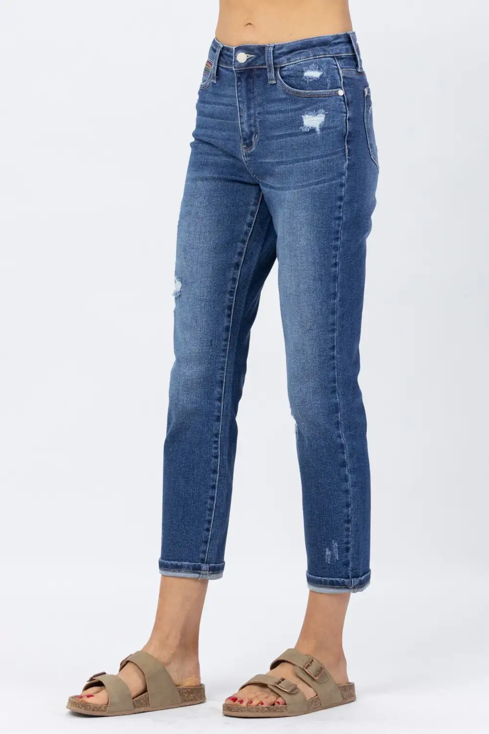 Embroidery Cropped Straight Apparel