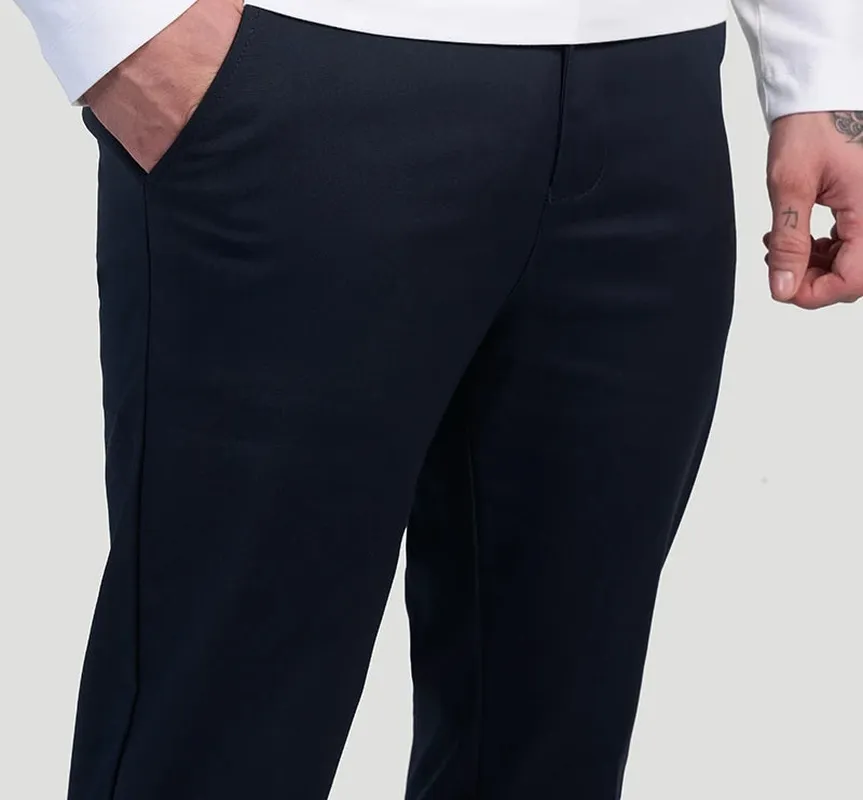 Navy Blue Stretch Pants Clean Cut