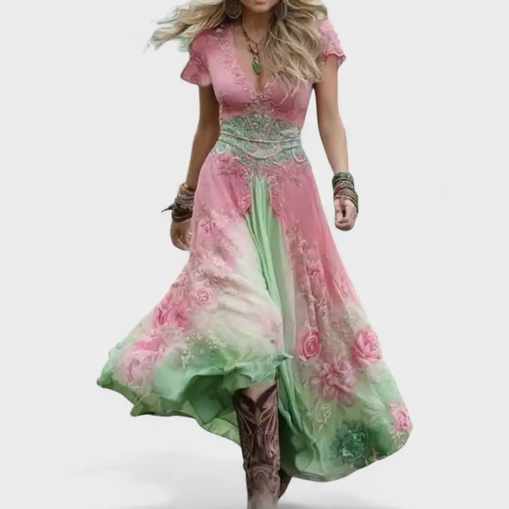 Floral Boho Flowing Casual Dress