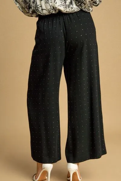 Relaxed Full Size High Waist Embellished Linen Pants