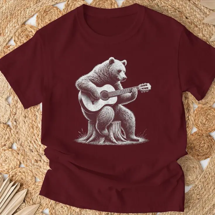 Vintage Bears Playing Guitar Animals T-Shirt