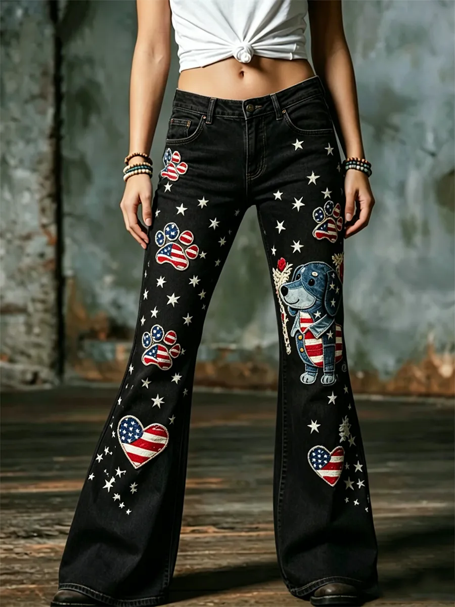Women'S 250Th Anniversary Animal Printed Casual Jeans