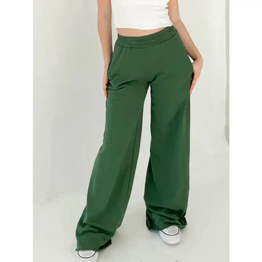 Classic Elastic Waist Wide Leg Pants