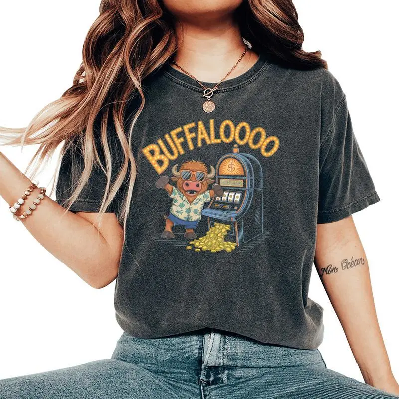 Lucky Buffalo Casino Slot Machine Gambling Gambler Women's Oversized Comfort T-Shirt