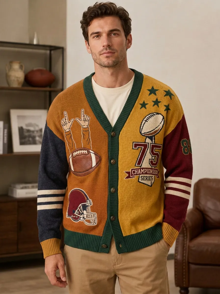 Men's Football Championship Series Helmet Knit Knit Cardigan