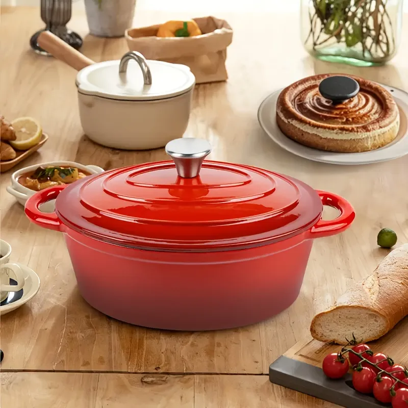 High-Quality Enamel Cast Iron Casserole, Perfect for Evenly Cooked Roasts and Stews