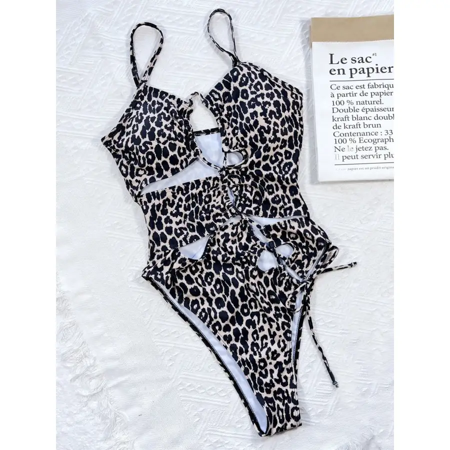 Women's Cutout Leopard-Print One-Piece Swimsuit