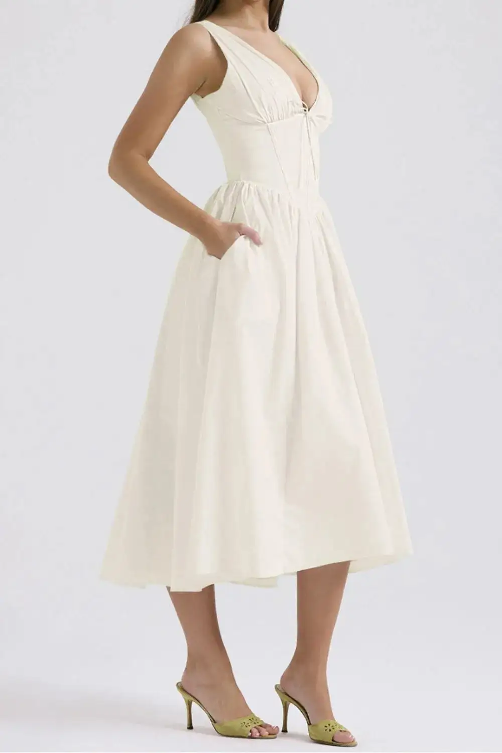 Modern V Neck Sleeveless Casual Dress