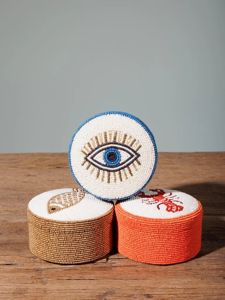 Beaded Round Accent Storage Box