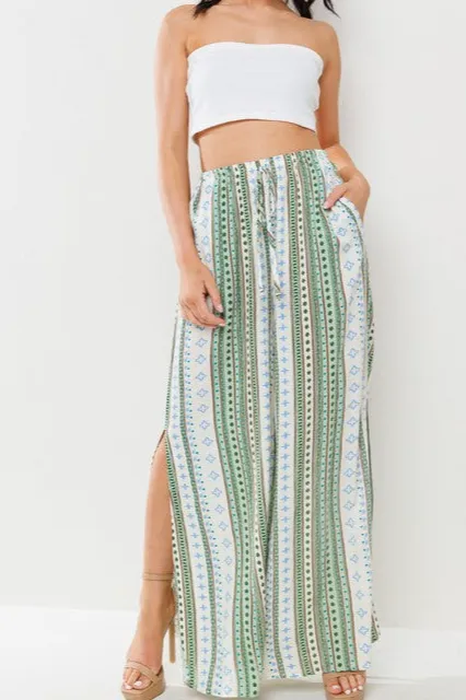 Refined Wide Leg Side Slit Pants