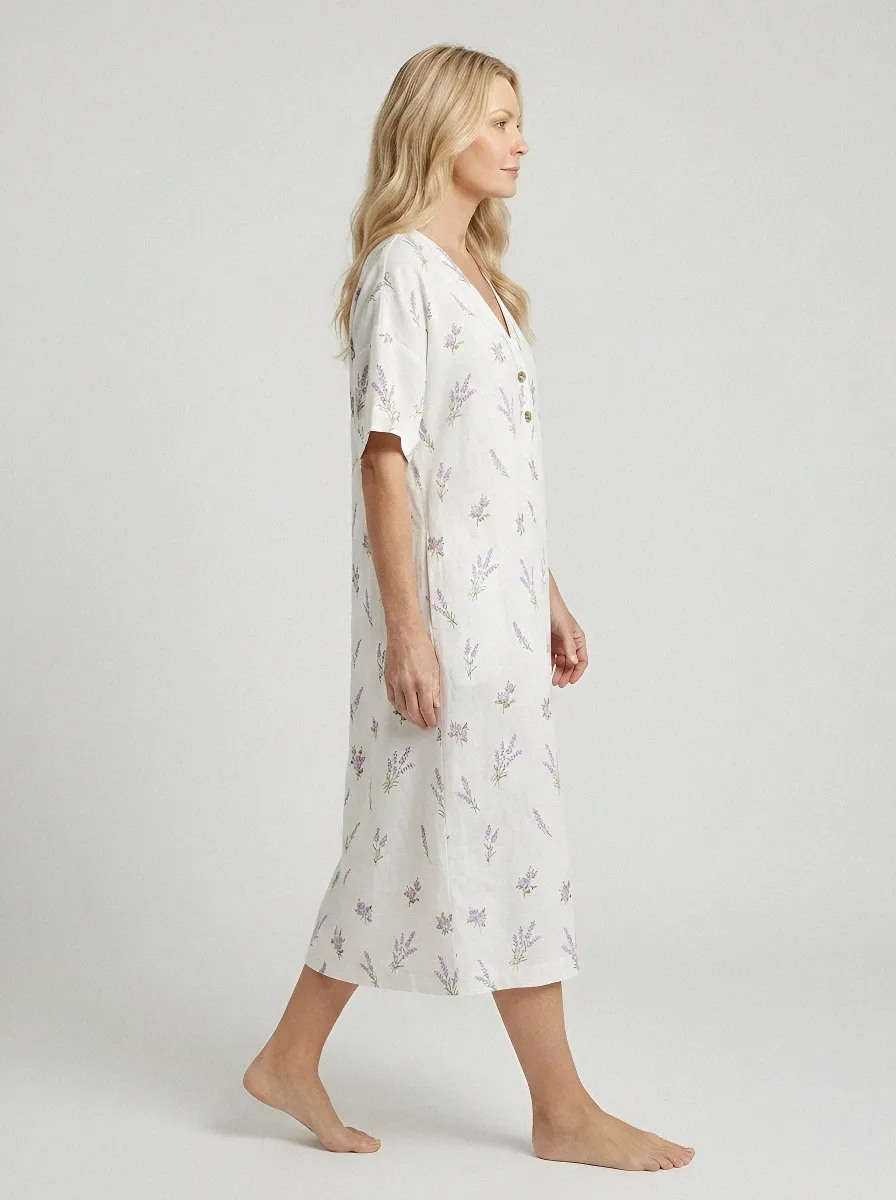 Women's Summer Vacation Lavender Floral Printed Dress