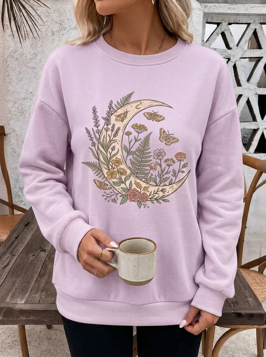 Botanical Moon Moth Floral Sweatshirt