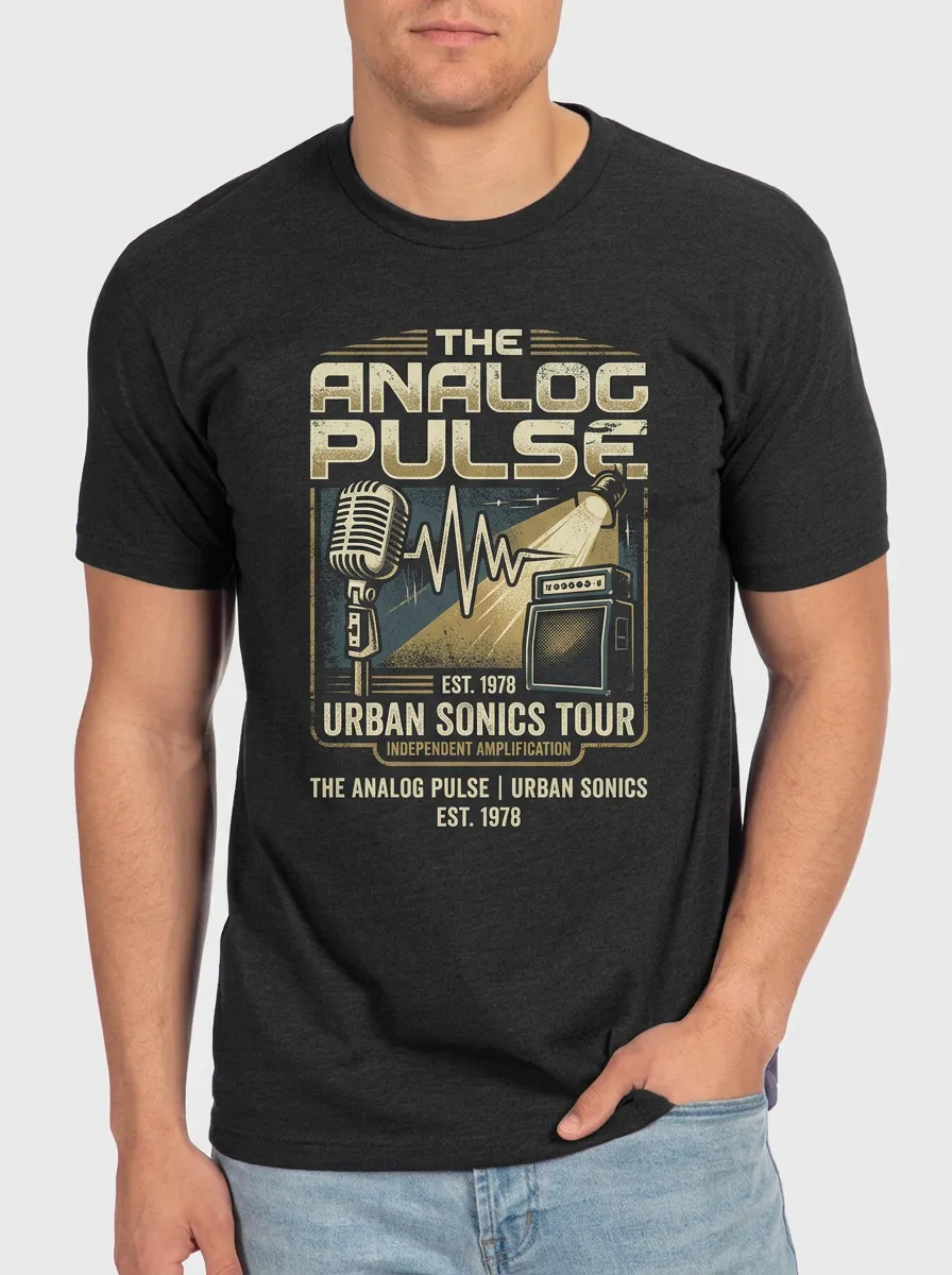 Men's Music Band Analog Pulse Microphone Amplifier Printed T-shirt
