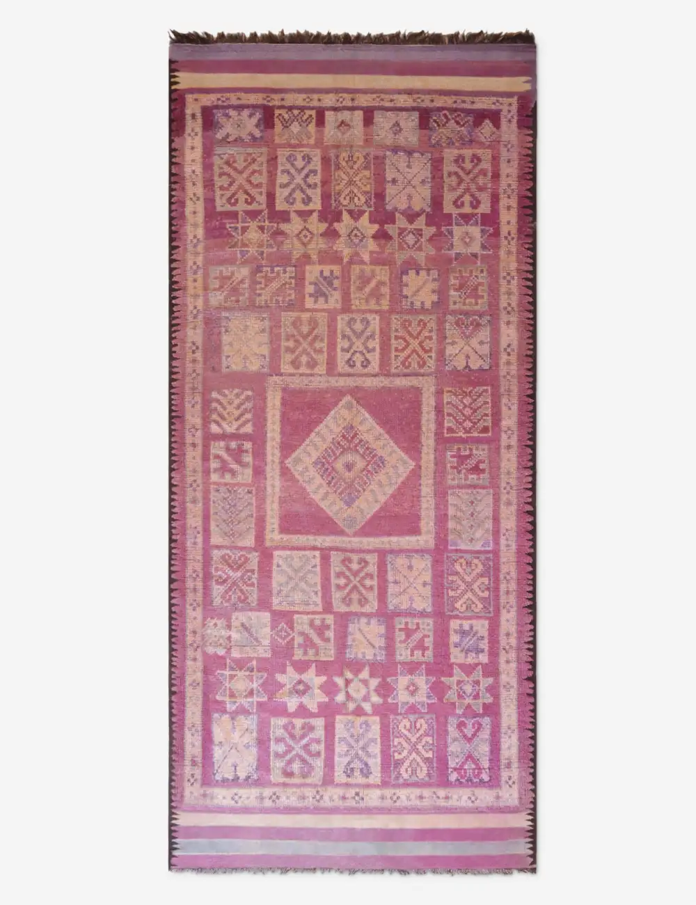 Warm Vintage Inspired Moroccan Inspired Hand Knotted Wool Area Rug