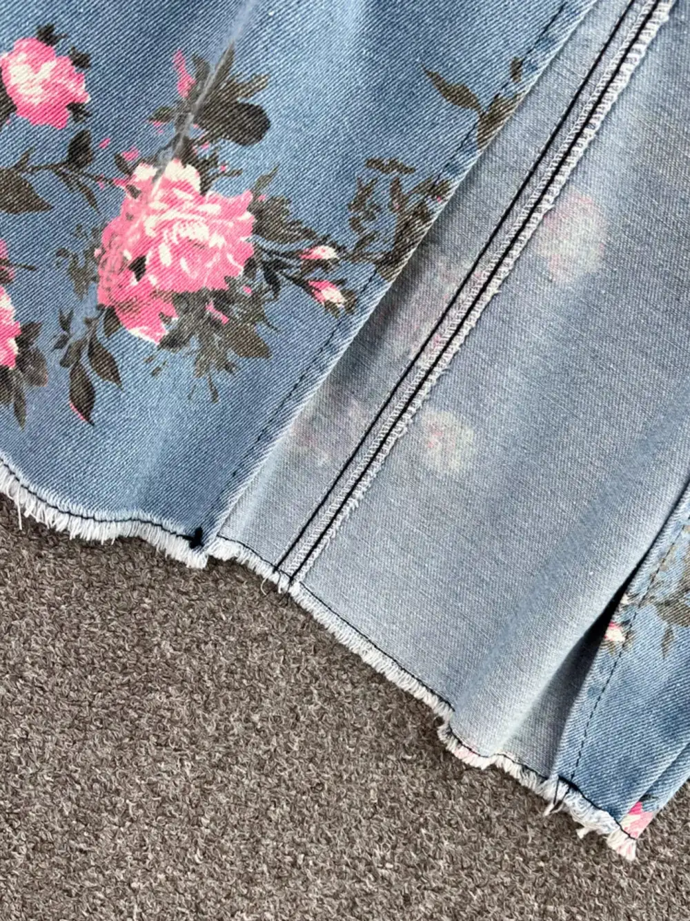 Smocked Denim Coordinated Set Pants