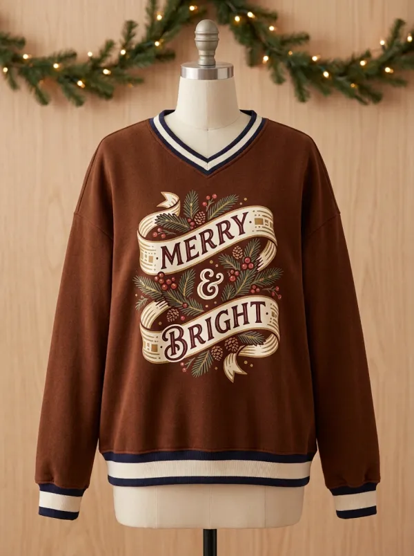 Unisex Ribbon Pinecone Print Sweatshirt