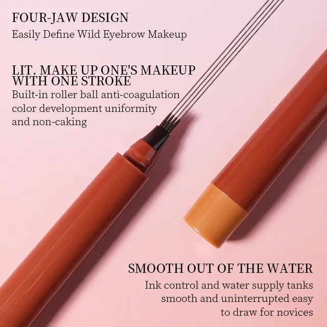 microblading 4 fork tip make up eyebrow ink contouring stroke pen waterproof liquid eyebrow marker pen