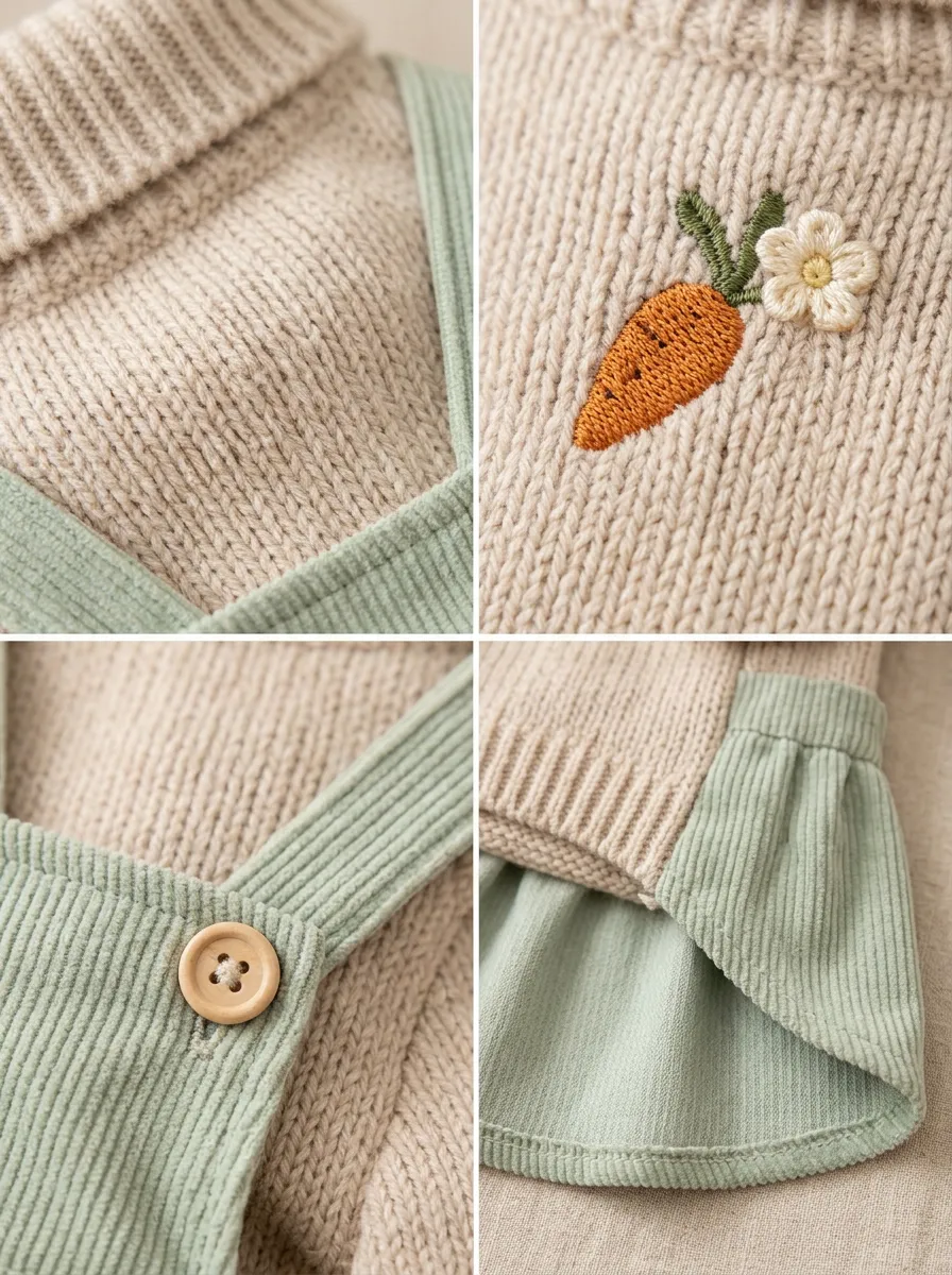 Carrot Embroidered Knitted Pet Overalls